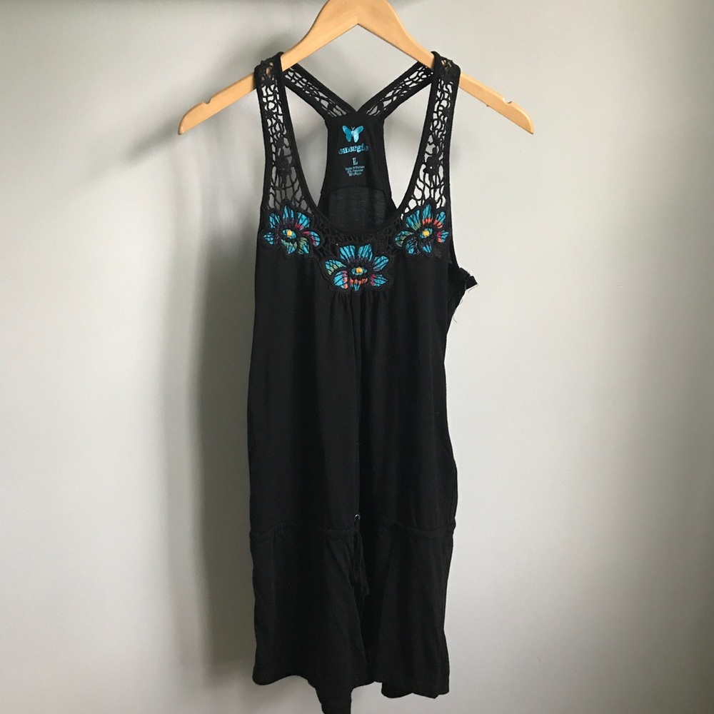 Floral black romper with side zipper